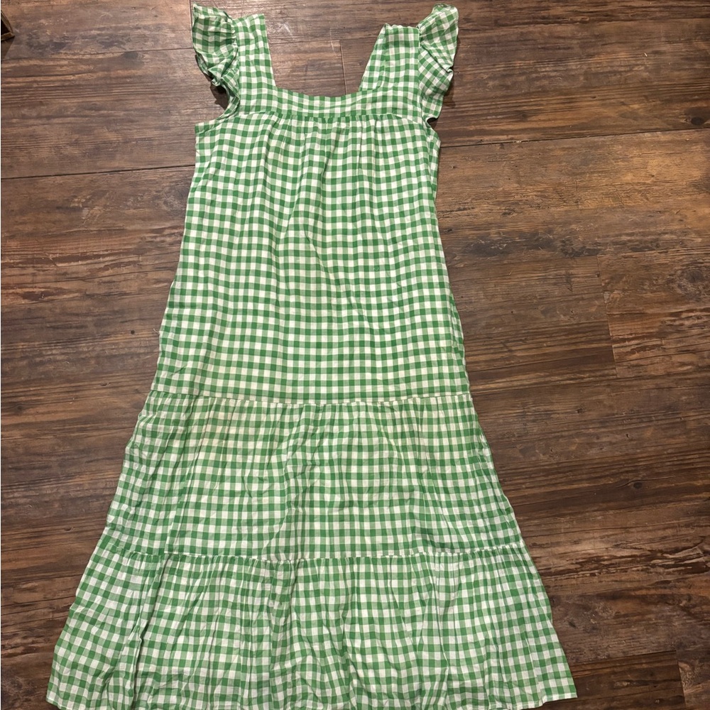 Draper James Green Gingham Maxi Dress
